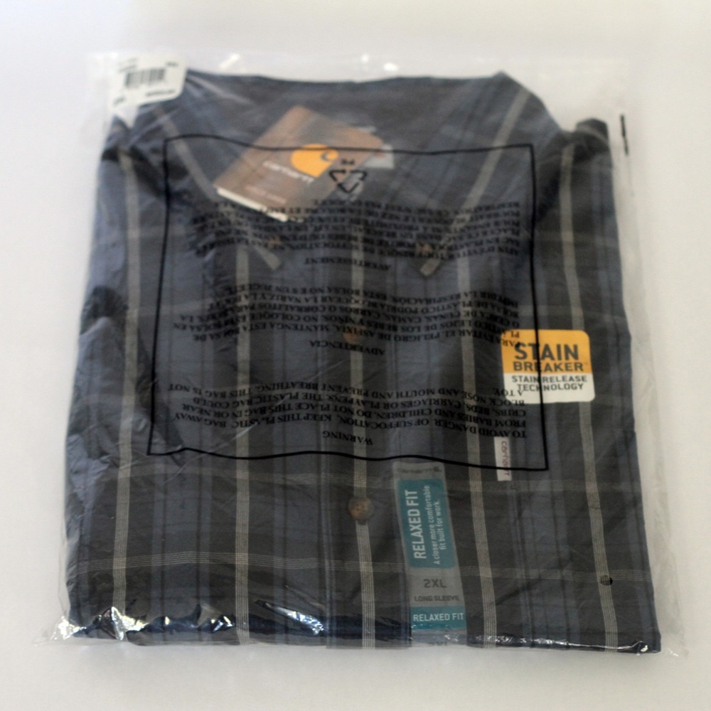 Carhartt Men's Bellevue Plaid Colbalt Blue Long-Sleeve Shirt